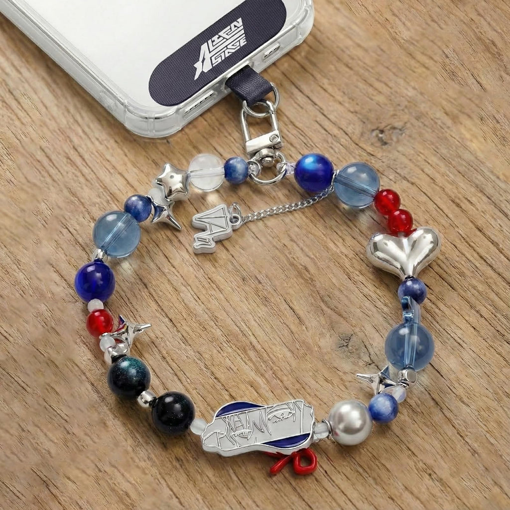 Anime Rabbit Beaded Phone Charm Wrist Strap Bracelet Wristlet