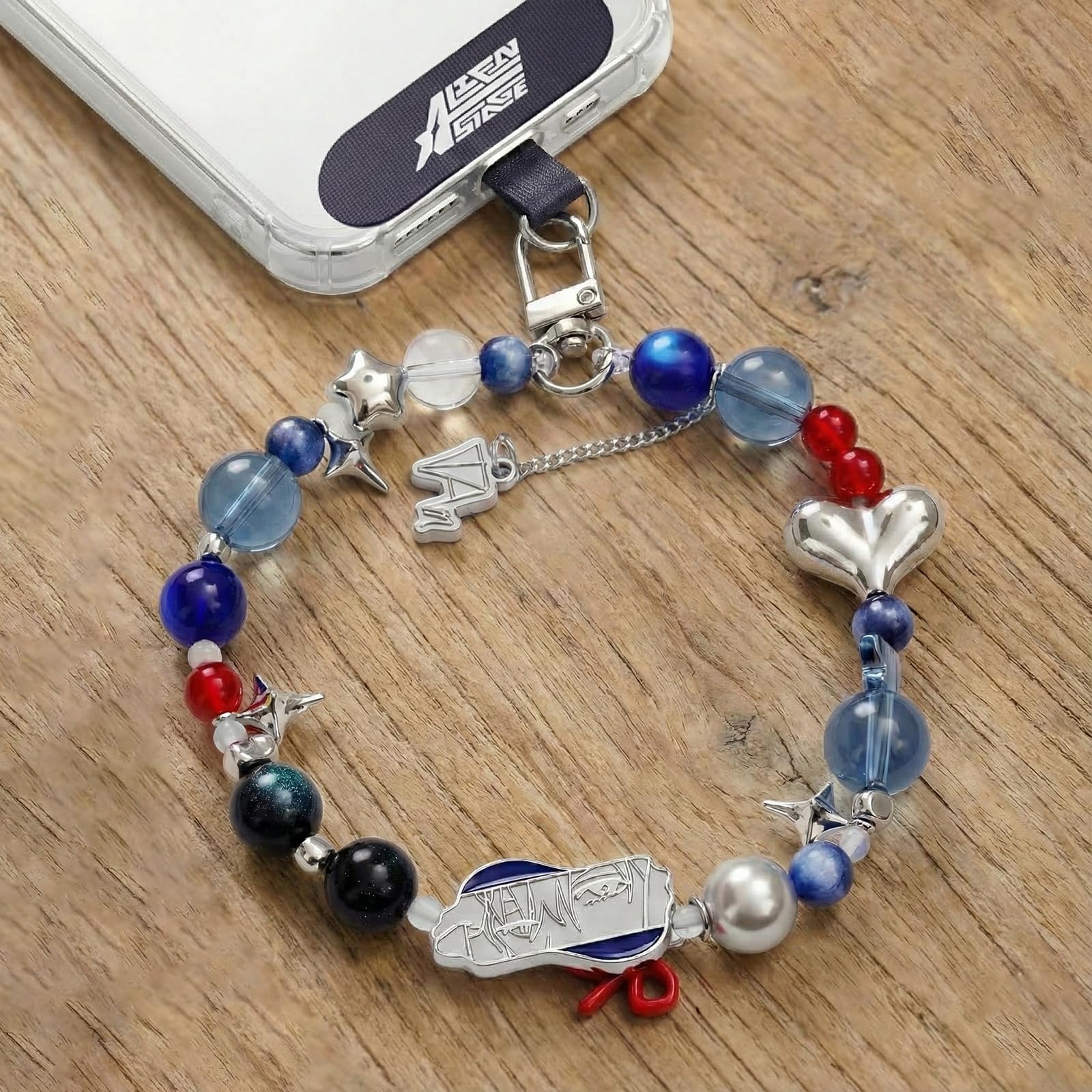 Anime Rabbit Beaded Phone Charm Wrist Strap Bracelet Wristlet