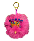 Fur Pom Pom Eagle Bag Charm Statement Keychain Handbag Accessory