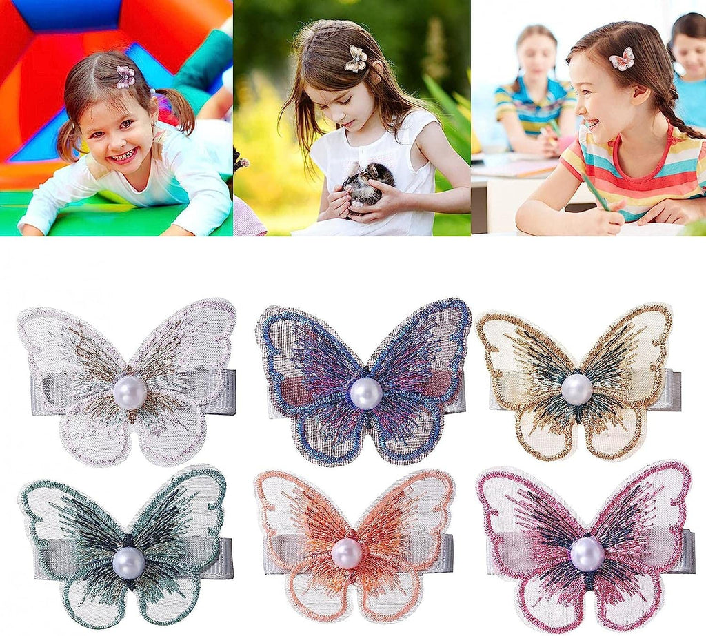 Butterfly Chiffon Hair Clips Beaded Hair Pins Hair Accessories Girls Kids