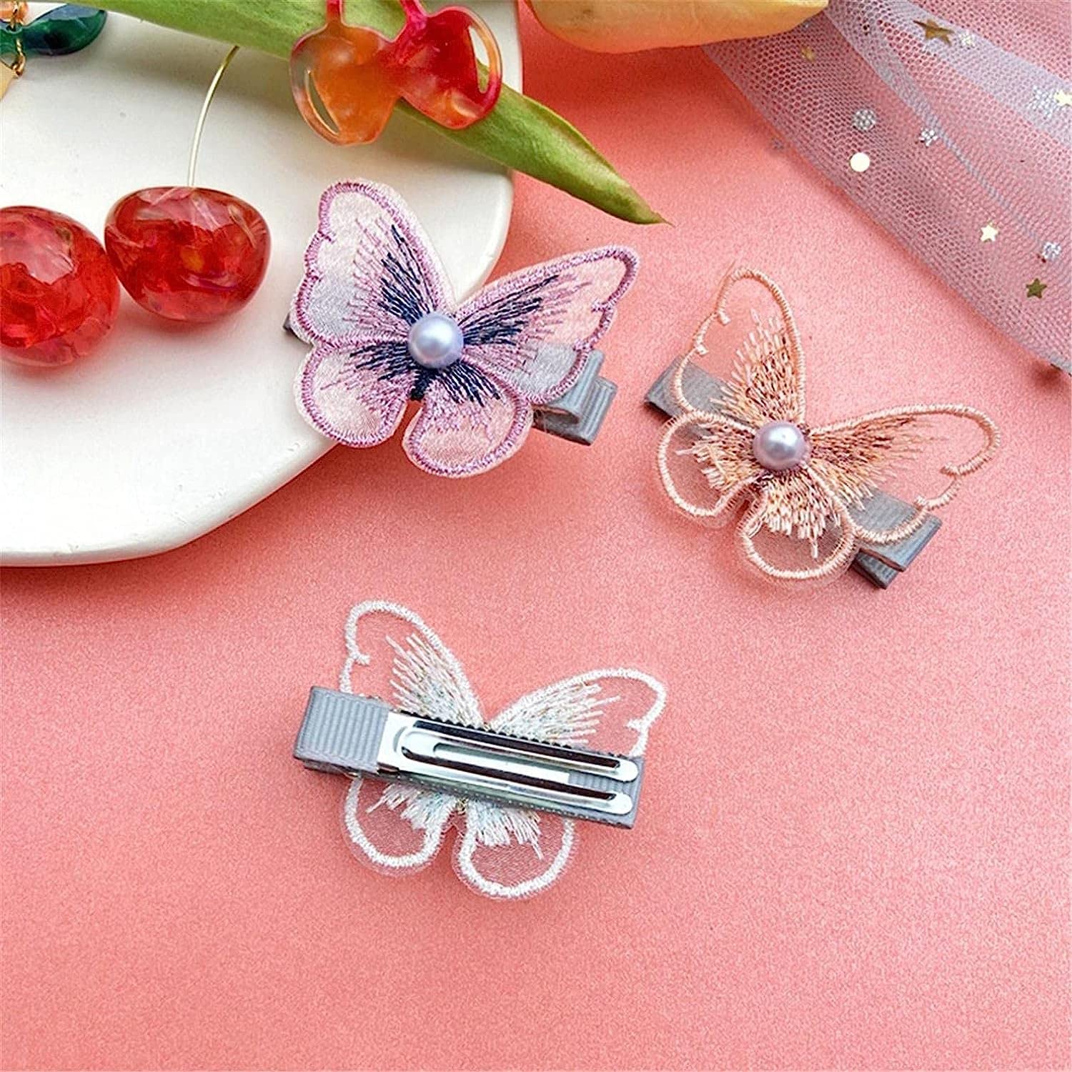 Butterfly Chiffon Hair Clips Beaded Hair Pins Hair Accessories Girls Kids