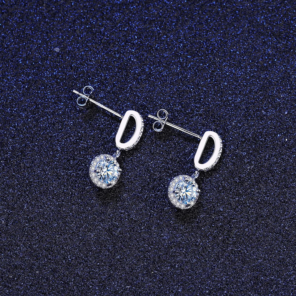 14K Gold 1ct VVS1 D Color Lab Diamond Drop Earrings