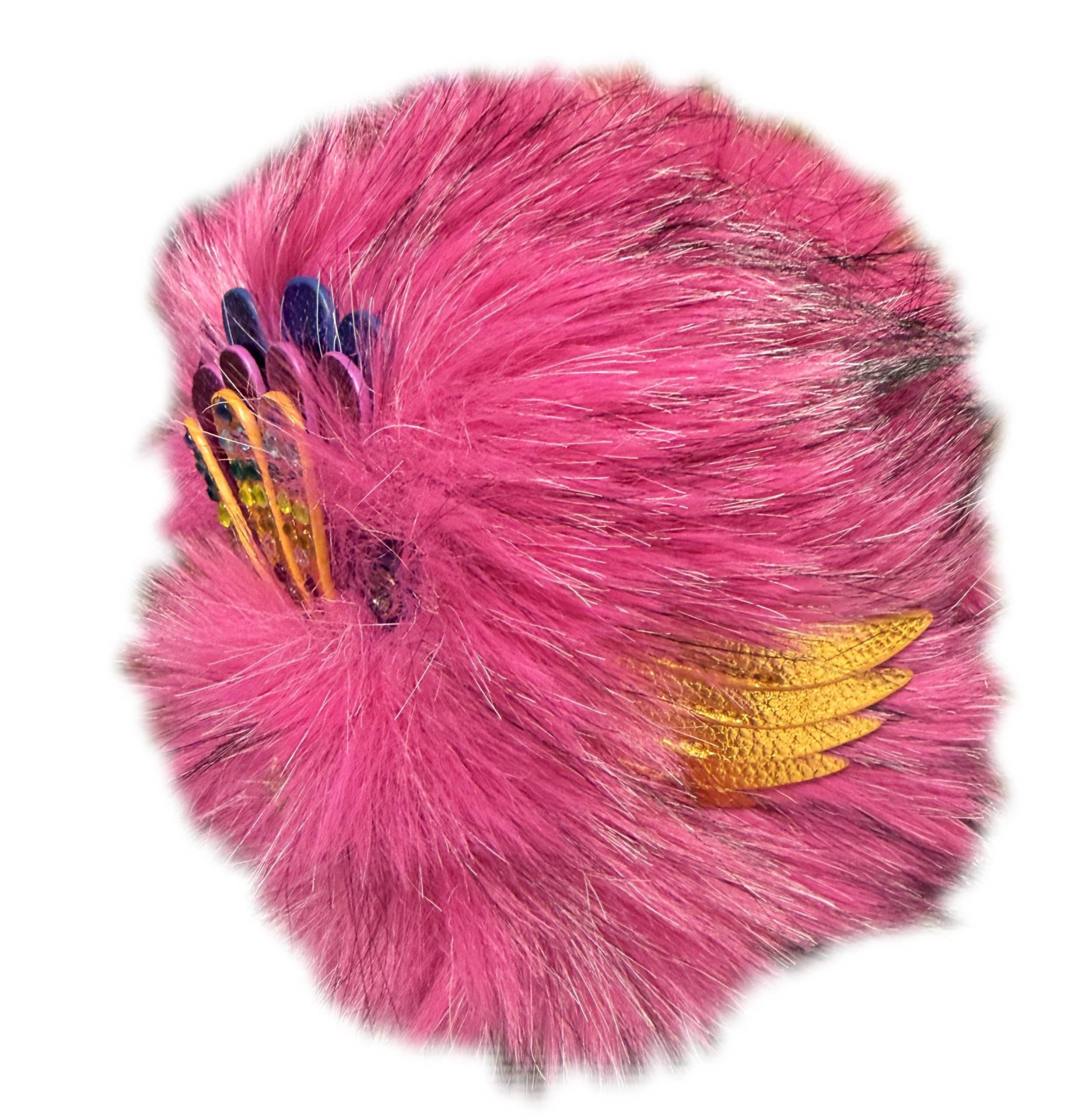 Fur Pom Pom Eagle Bag Charm Statement Keychain Handbag Accessory